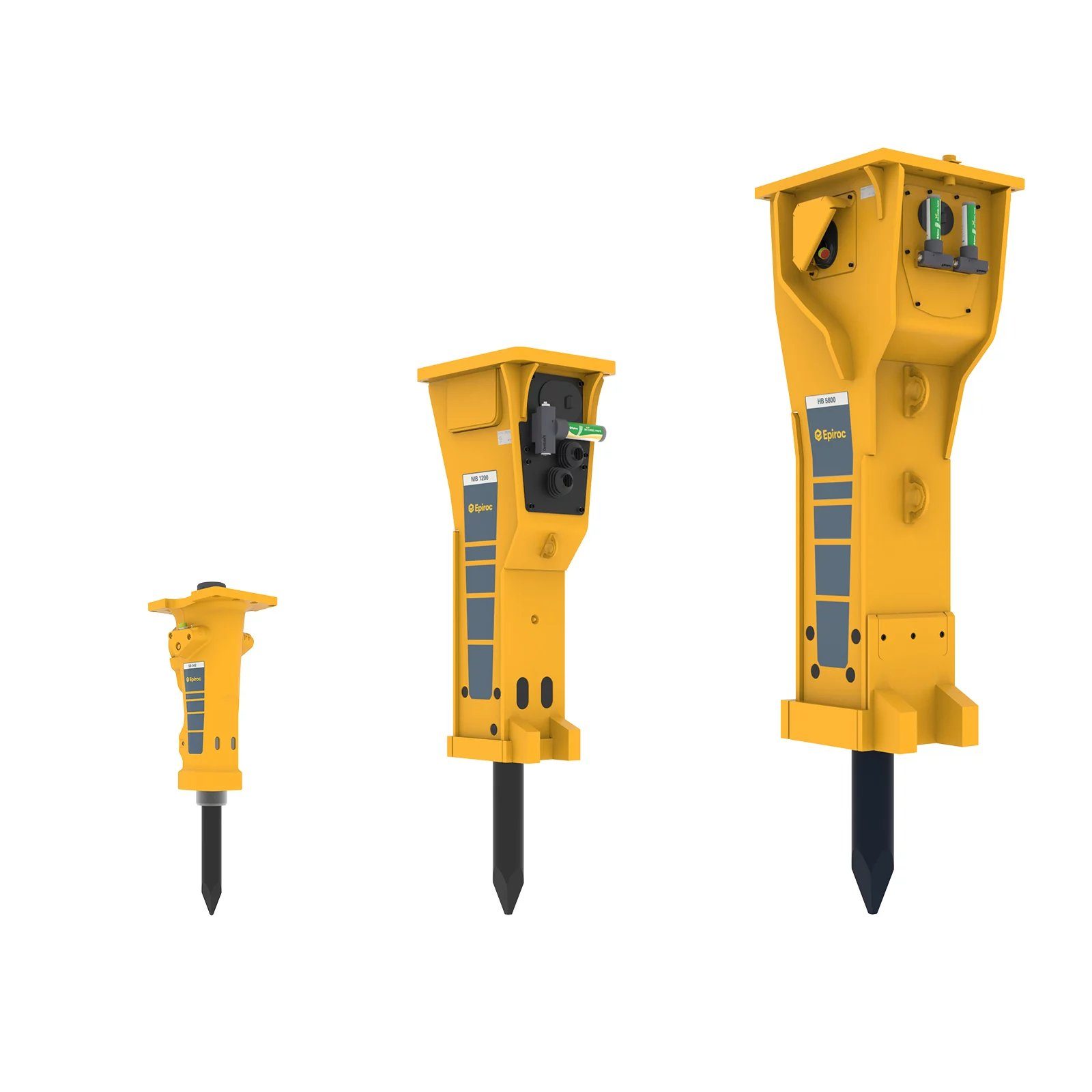 Epiroc hydrauliske hammere i tre størrelser